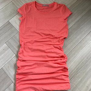Athleta Ruched Coral T-Shirt Dress M